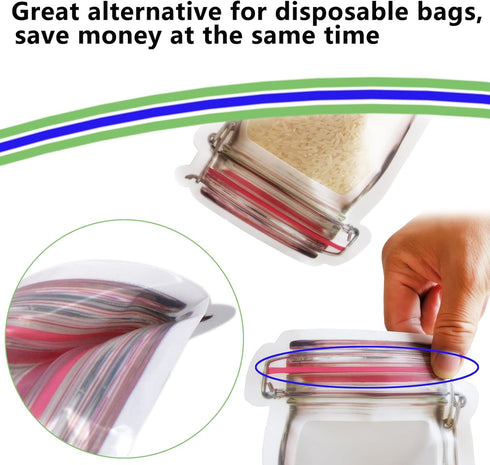 Candy Nut Bag, Set of 24 Reusable Mason Jar Bags, Ideal for Fresh & Leakproof Snack Storage, Perfect Food Saver Bags...