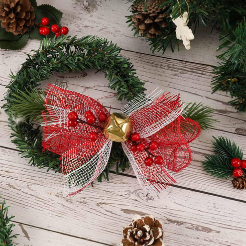 LaRibbons Deco Mesh Ribbon?6 inch x 30 feet Each Roll?Metallic Foil Red and White Rolls for Wreaths, Swags and Christmas Tree Decoration?4 Roll...