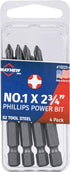 Mayhew Tools 19223-4 Phillips Power Bit, NO. 1 x 2.75", 4-Pack...