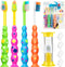 Soft Kids Toothbrushes with Suction Timer and Flossing Bristles, Children Sized Brush Heads (3-10 Year Old), Suction Cup for Fun & Easy Storage, T...
