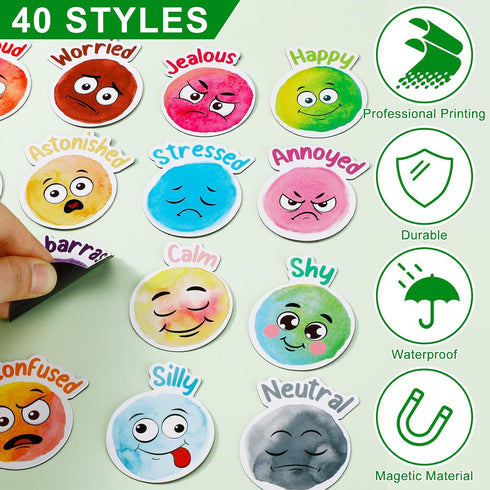 40 Pcs Face Emotional Feelings Funny Refrigerator Magnets Cute Emotion Fridge Magnets Round Decorative Mood Magnets for Whiteboard Kitchen Office ...
