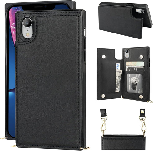 Bocasal Crossbody Wallet Case for iPhone Xr Credit Card Holder PU Leather Kickstand Shockproof Detachable Cross Body Strap Lanyard Magnetic Closur...