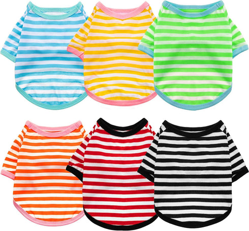 Geyoga 6 Pieces Dog Striped T-Shirt Dog Shirt Breathable Pet Apparel Colorful Puppy Sweatshirt Dog Clothes for Small to Medium Dogs Puppy (XL)...