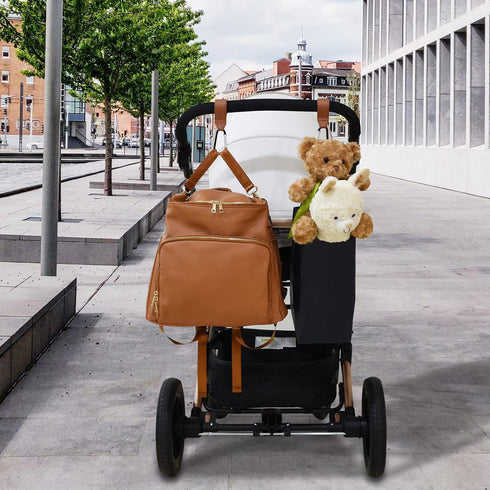 Stroller Hooks for Hanging, 2 PCS Durable Leather Style Stroller Clip Straps, Baby Stroller Hooks for Diaper Bags Grocery Shopping Bags, Mommy Hoo...