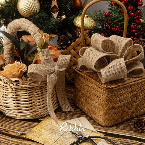Ribbli Jute Burlap Ribbon 2 Inch x 10 Yard,Natural Solid Ribbon for Crafts,Gift Wrapping,Wreath,Tree Decoration,Outdoor Decoration(Non-Wired)...