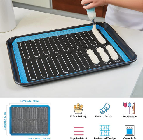 2PCs GUY DREAM Perforated Silicone Baking Mat 11-4/5" x 15-3/4" - Eclair Mat for Baking - Steaming Mesh For Half Size Cooking Sheet - Non-Stick Re...