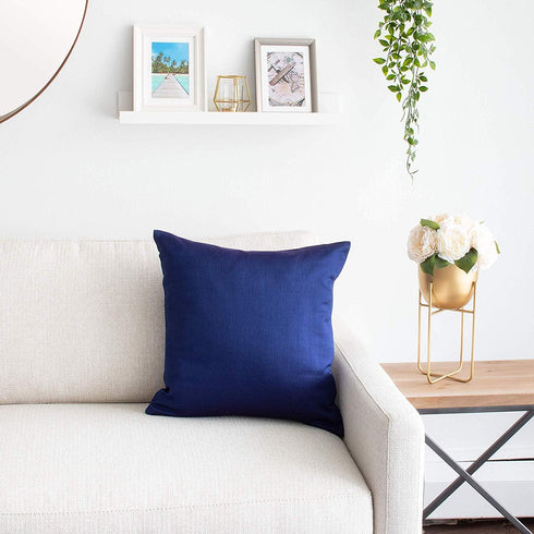 The White Petals Navy Blue Euro Sham Covers for Sofa, Couch & Bed (26x26 inch, Pack of 2)...