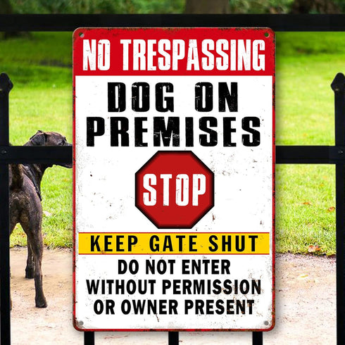 Beware Of Dog Signs For Fence No Trespassing Dog On Premises Sign For Garden Dogs Warning Signs For Property Funny Metal Tin Signs Dog In Yard Sig...