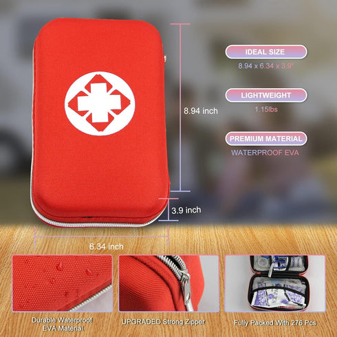 276PCS First Aid Kit Home Car Camping Hiking Emergency Supplies Small Compact Lovely Bag for School Outdoor, Basic Outdoor Essentials Survival Kit...