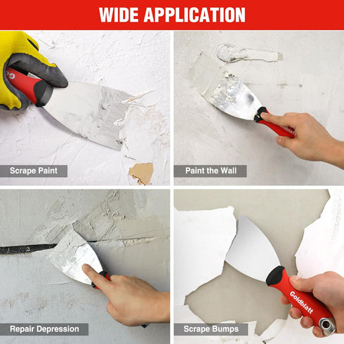 Goldblatt 3" Putty Knife, Stainless Steel Scraping Paint, Putty Knife Scraper with Hammer End, Soft Grip, Perfect for Drywall Repairing and Finish...
