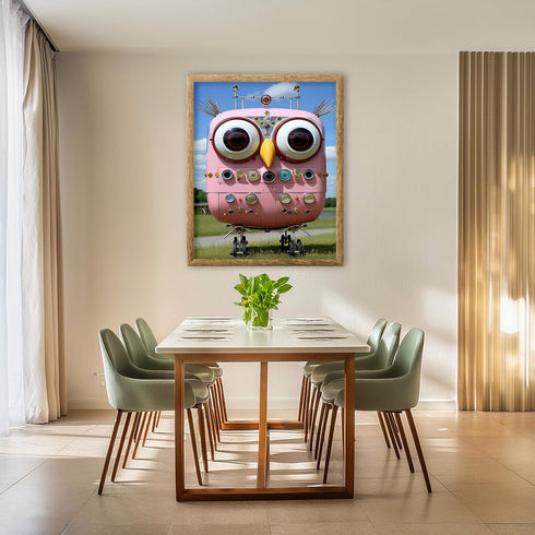 Posterizer 1 pcs-cute robotic owl with big eyes-Abstract & Modern Art-Fantasy & Fiction Art-Gift for Girls, Boys, Teens-decor for Girls, Teens Bed...