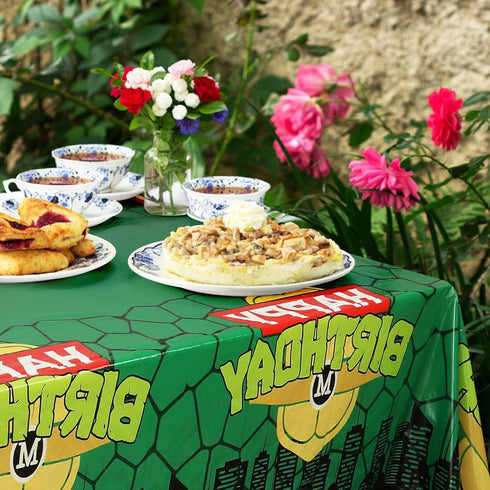 Turtle Party Tablecloth, 54x108in Cartoon Turtle Theme Table Cover Disposable Waterproof Dessert Table Cover Video Game Cartoon Turtle Theme Party...