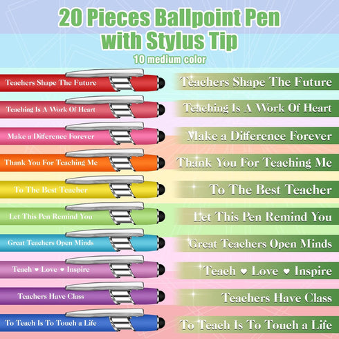 Greeting Theme Ballpoint Pen Teacher Appreciation Pen Inspirational Ballpoint Pens Screen Touch Metal and Stylus Pen for Teacher Writing Stationer...