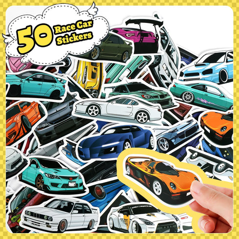 Race Car Party Favors Set - 110 pcs Race Car Birthday Party Supplies, Keychains, Slap Bracelet, Race Car Stickers, Race Car Straws, Stamps for Kid...