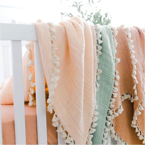 Crane Baby Muslin Swaddle Blanket, Soft Cotton Lightweight Nursery and Stroller Blanket for Baby Boys & Girls, Desert Rose, 30" x 40"...