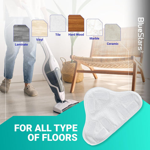 BlueStars 8-Pack Microfiber Steam Mop Pads – Compatible Replacement Pads for Popular 5-in-1 Steam Mop Models – Washable & Reusable...