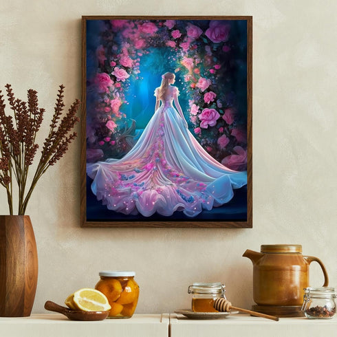 NSUAJOF 5D Fantasy Wedding Dress Diamond Painting Kits - Adult Beginner's DIY Full Round Diamond Crystal Wedding Dress Art Set, for Home Wall Deco...