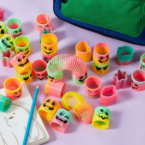 JOYIN 30 Pcs Spring Rainbow Party Favor, Mini Plastic Coil Spring Toy, Fidget Stress Coil Mini Springs Bulk Toys for Carnival Prize Birthday, Good...