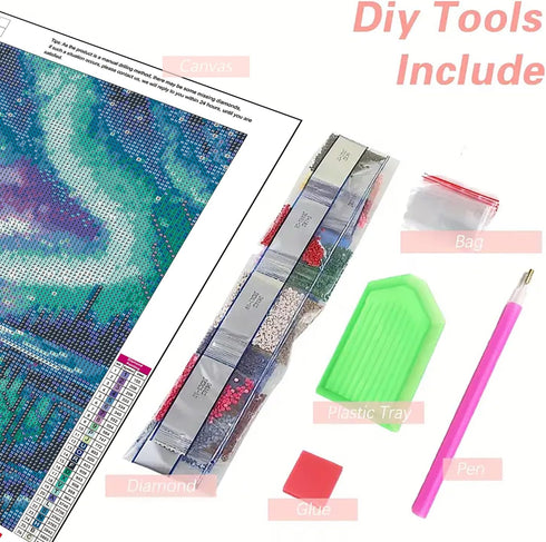DIYCYCY Aurora Landscape Diamond Art Kits for Adults,DIY 5D Diamond Painting Kits for Beginners,Round Full Drill Diamond Dots Paintings Picture Ge...