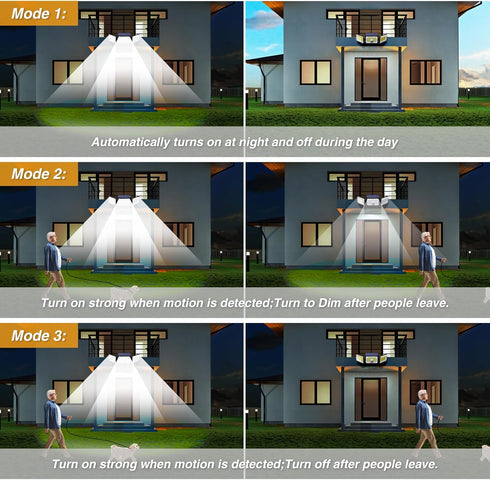 Upgraded Solar Lights Outdoor, 3 Modes 368LED Solar Security Lights Outdoor IP65 Waterproof Solar Motion Sensor Lights Outdoor Solar Wall Lights O...