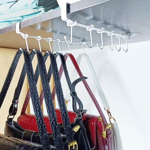 Adjustable Under Cabinet Coffee Mug Holder - Space-Saving Solution for Your Kitchen-Standard Cabinet Water Cup Organizer-2 Sets ?12 Mobile Hooks-W...