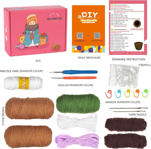 Crochet Kit for Beginners-Crochet Starter Kit with Step-by-Step Video Tutorials, Learn to Crochet Kits for Adults and Kids, DIY Knitting Supplies...