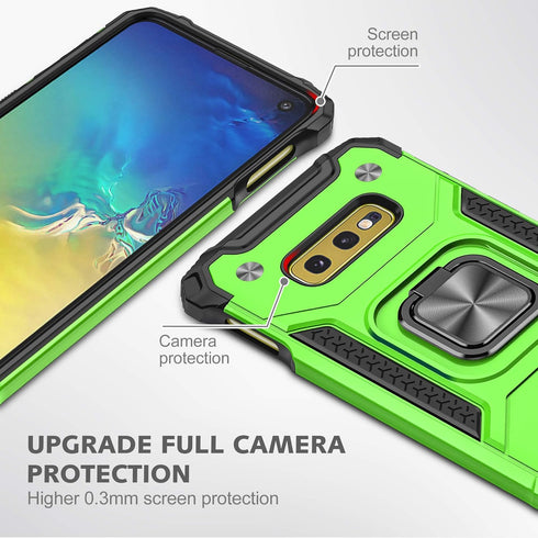 YmhxcY Galaxy S10E Case Samsung S10E Case with HD Screen Protector, Armor Grade Cases with Rotating Holder Kickstand Non-Slip Hybrid Rugged Phone ...