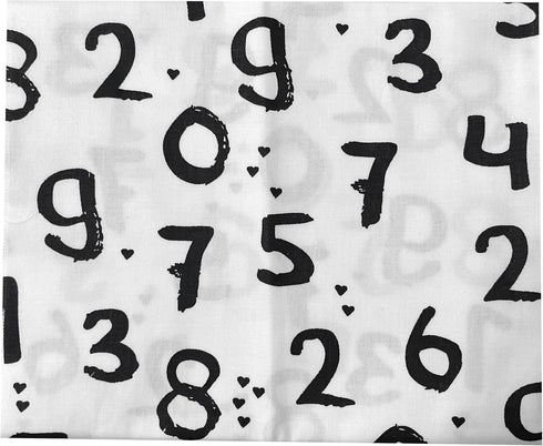 100% Printed White Series Cotton Fabric Cartoon Number Logo Bundles Quilting Fabric for Patchwork Needlework DIY Handmade Sewing Crafting Face Mas...