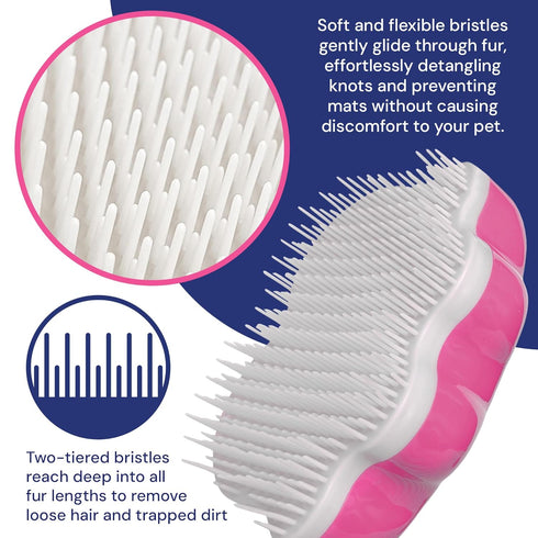 Small 4" Dog Pet Hair Massaging Brush Grooming Tool for Cats Dogs Long or Short Hair Raspberry Pink...