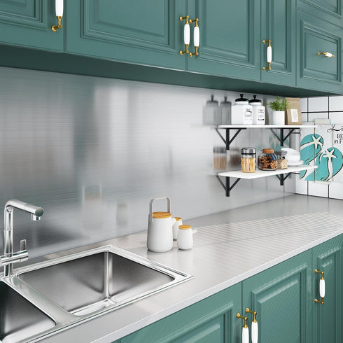 Livelynine Brushed Nickel Peel and Stick Wallpaper Silver Stainless Steel Contact Paper for Appliances Dishwasher Fridge Refrigerator Wrap Cover A...