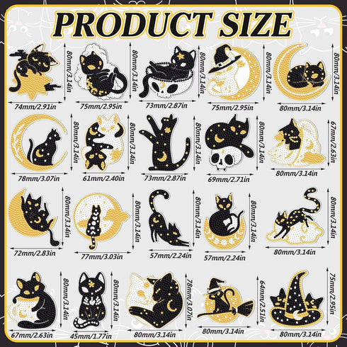 Siifert 20 Pcs Diamond Painting Keychain Kits with Tools Cute Hanging Diamond Painting Keychains Cat Skull Camping Drill Diamond Painting Key Chai...