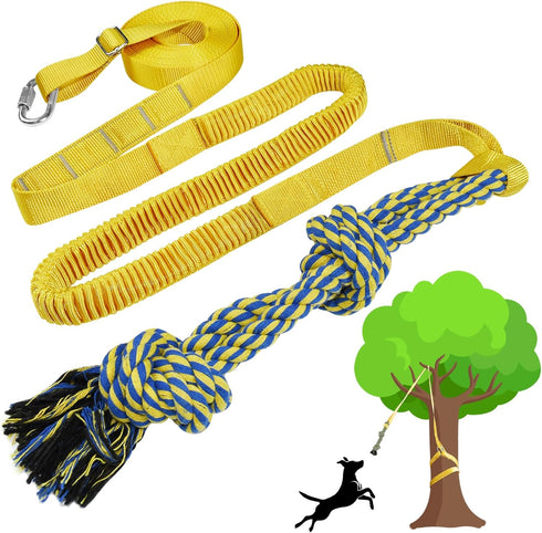 Dog Bungee Tug Toy, Dog Toy Hanging from Tree, Durable Interactive Dog Rope Toy with Chew Lure Toys, Outdoor Tether Tug of War for Small Medium La...