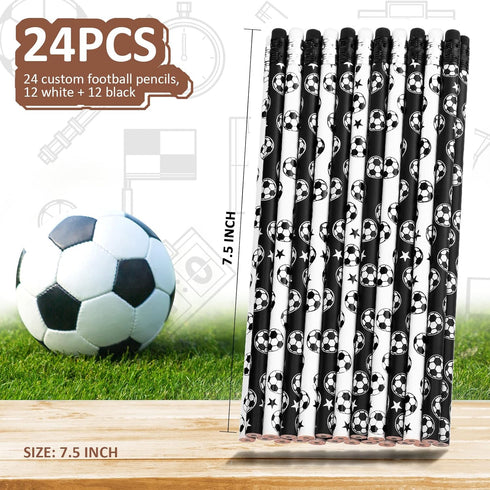 24 Pieces Soccer Pencils Kids Sports Pencils with Eraser Soccer Star Print Wooden Pencils for Children School Office Supplies Soccer Football Team...
