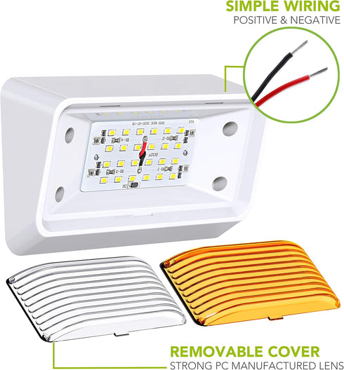 Leisure LED RV Exterior Porch Utility Light - 12v 280 Lumen Lighting Fixture. Replacement Lighting for RVs, Trailers, Campers, 5th Wheels. White B...