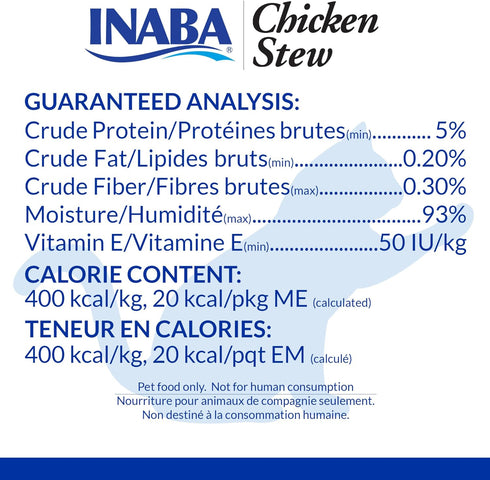 INABA Chicken Stew Side Dish/Complement/Dry Cat Food Topper/Treat for Cats with Vitamin E, Eight 1.4 Ounce Pouches...