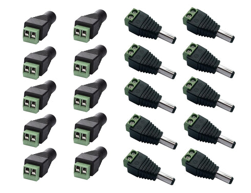 10 Male and 10 Female 12v DC Power Jack Adapter Connector for Led Strip CCTV Camera...