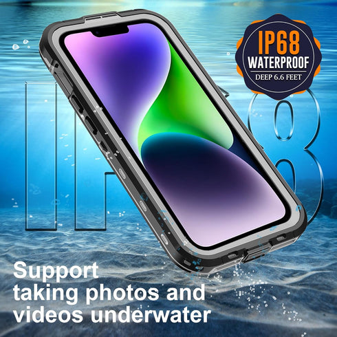 Ezanmull for iPhone 14 Plus Waterproof Case with Built-in Screen Protector & Compatible with MagSafe Magnetic - Rugged Full Body Dustproof Shockpr...