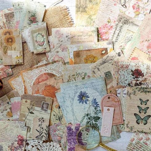 400 Sheets Scrapbook Paper Handmade Scrapbook Paper Cuttable Scrapbook Supplies Aesthetic Retro Elements for Bullet Journals Junk Planners Aesthet...