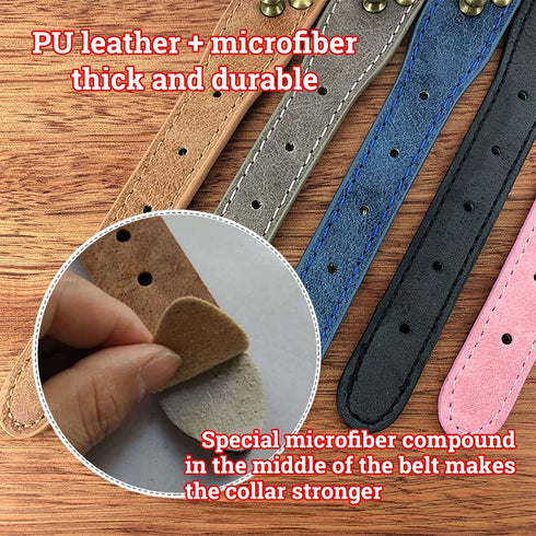 Spiked Studded Dog Collar-Bronze Round Stud Anti-Bite Collar (Blue,S)...