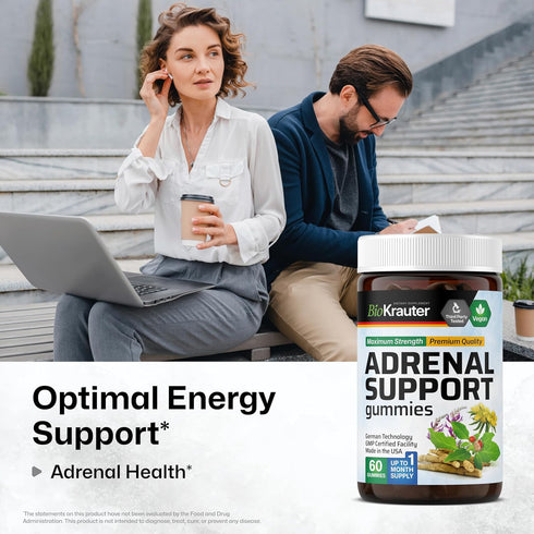 Adrenal Support Gummies - Organic Rhodiola & Ashwagandha Gummies with Vitamins C, B6, B12 for - Vegan Mood Support Supplement 60 Chews...