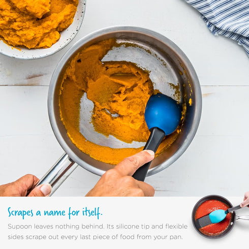 Dreamfarm Supoon Non-Stick Sit-Up Silicone Scraping, Serving, Cooking Spoon Measures 5ml Tsp & 15ml Tbsp - 11" Green...