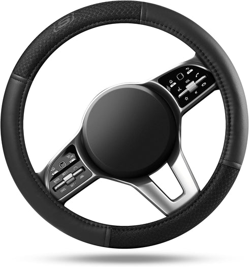 Skechers Steering Wheel Cover,Air Cool Leather Car Steering Wheel Covers,14.5-15inch Anti-Slip Safety Comfortable Desgin Universal Fits for 95% Tr...