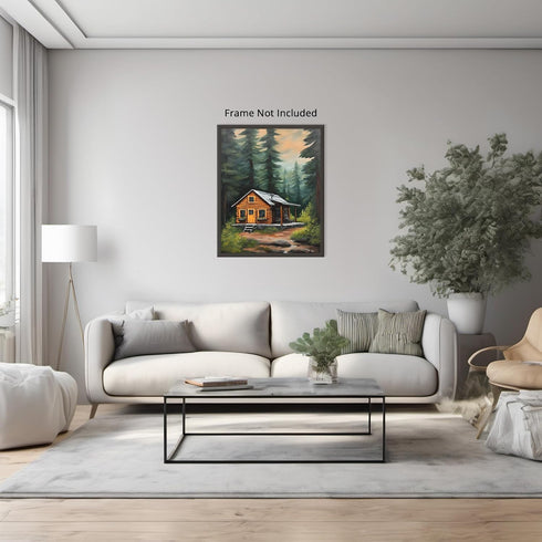 Posterizer 1 pcs- quaint village in the nature-cabins in the wild 1-Landscape & Nature Art-Floral Botanical Art- Decor for Home & Office- unframed...