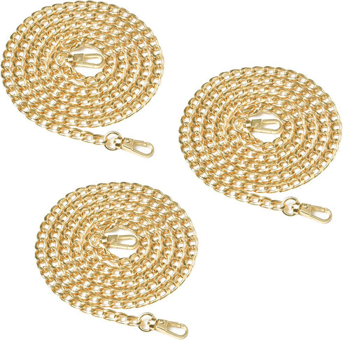 Supkiir Purse Chain Strap, 3Pcs Luxury Fashion 47 Inche Replacement Flat Metal Chain with Buckles Set for DIY Shoulder Cross Body Bag Handbag Purs...