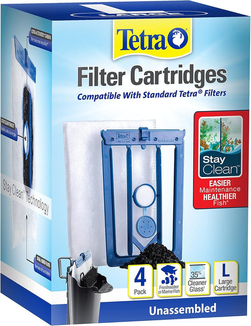 Tetra StayClean Replacement Filter Cartridges, Large, 4 Count...