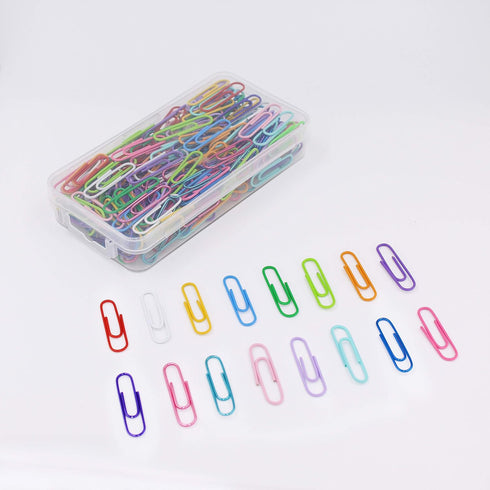 200pcs Coloured Paper Clips with Plastic Box Plastic Coated Metal Paper Clips for Office Stationery 33mm 20 Colors...
