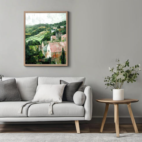 Posterizer 1 pcs-vintage oil painting style-rural landscape of old villages 1-Collectibles & Fine Art-Landscape & Nature Art-Gift for Art Lovers- ...