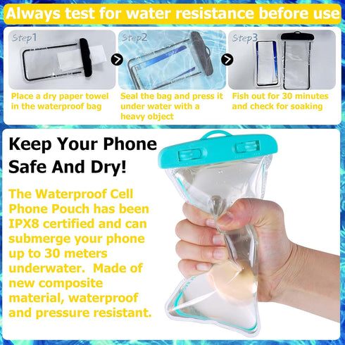 4 Pack Underwater Waterproof Phone Pouch, IPX8 Waterproof Phone Case with Lanyard, Multicolor Waterproof Case for iPhone 15 14 13 Pro Max Waterpro...