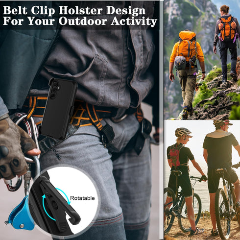 for Samsung Galaxy A35 5G Case with Screen Protector, Belt Clip Holster Kickstand Rugged Full-Body Heavy Duty Protection Military Grade Shockproof...