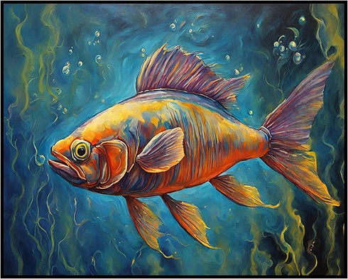 Posterizer 1 pcs- Beautiful Abstract print of a fish in the sea-Art for Animal Lovers-Abstract & Modern Art- Gift for Men Women Teens-Living Room...